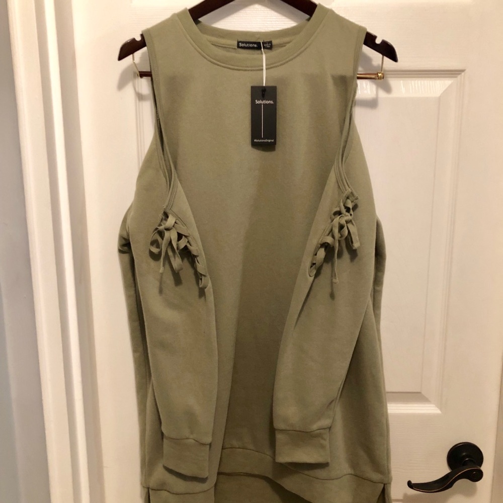 Solutions Lace Up Sleeve Sweatshirt